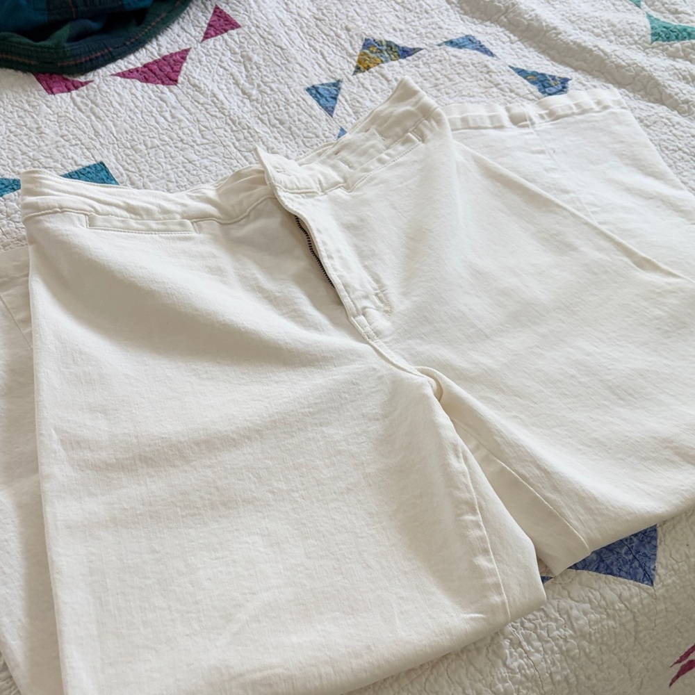 Madewell Cream High-Rise Wide-Leg Pants